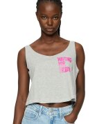 Mister tee Top crop cu imprimeu text - Gri melange