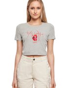 Mister tee Tricou crop cu imprimeu grafic - Rosu/Gri melange