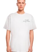 Mister tee Tricou unisex cu imprimeu pe partea din spate - Alb/Negru/Violet