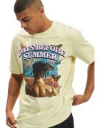 Mister tee Tricou unisex supradimensionat cu imprimeu grafic si text - Maro/Galben pal/Albastru