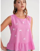Mixray Bluza dama - guler rotund - detaliu funda - roz pudrat - textil