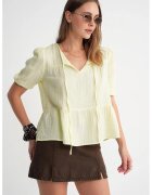 Mixray Bluza dama HiCCUP din muselina texturata - galben lamaie - bumbac - guler rotund