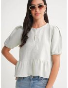 Mixray Bluza dama HiCCUP - muselina texturata - guler rotund - alb - bumbac