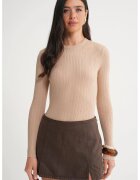 Mixray Bluza dama - top mulat - texturat - bej natural - jerseu