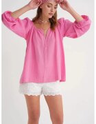 Mixray Bluze dama - bluza din tesatura de muselina - roz pudrat - textil