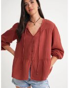Mixray Camasa dama - bluza cu maneca lunga - croiala lejera - rosu caramiziu - textil