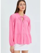 Mixray Camasa dama - bluza cu maneca lunga - croiala lejera - roz pudrat - textil