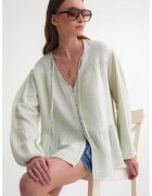 Mixray Camasa dama - bluza cu maneca lunga - croiala lejera - verde pin - textil