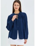 Mixray Camasa dama - bluza cu maneca lunga - croiala relaxata - albastru marin - textil