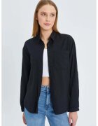 Mixray Camasa dama - camasa cu maneca lunga - buzunar - negru - textil