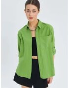 Mixray Camasa dama - camasa cu maneca lunga - buzunar - verde menta - textil