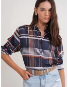 Mixray Camasa dama - camasa din satin cu nasturi - bleumarin - textil