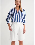 Mixray Camasa dama - camasa poplin - dungi - albastru marin - textil