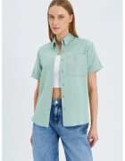 Mixray Camasa dama - camasa Poplin Slim Fit cu buzunar - verde salvie - textil