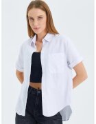 Mixray Camasa dama - camasa Slim Fit Poplin cu buzunar - alb - textil