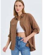 Mixray Camasa dama - cu maneca lunga - buzunar - bej natural - textil