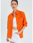 Mixray Camasa dama - cu nasturi si buzunar - portocaliu dovleac - textil