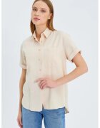 Mixray Camasa dama - din poplin slim fit - buzunar - Stone Natural - textil