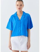 Mixray Camasa scurta croiala lejera - albastru cobalt - textil