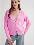 Mixray Cardigan - cu nasturi - decolteu in V - roz pudrat - tricot -