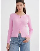 Mixray Cardigan - cu slim - roz pudrat - tricot - Roz pudrat