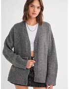 Mixray Cardigan dama - decolteu in V - gri inchis - tricot -