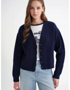 Mixray Cardigan dama - texturat - albastru marin - tricot - croiala lejera -