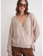 Mixray Cardigan - decolteu in V - legatura in fata - bej natural - tricot - One Size