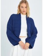 Mixray Cardigan tricotat - decolteu in V - nervuri - albastru marin -