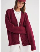 Mixray Cardigan - tricotat - decolteu in V - visiniu -