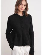 Mixray Cardigan - tricotat - guler rotund - negru -