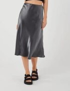 Mixray Fusta Midi - satin - negru - talie elastica -