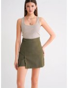 Mixray Fusta Mini verde kaki - textil - cu slit - Kaki