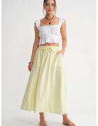 Mixray Fusta poplin - talie inalta - galben lamaie - textil
