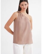 Mixray Maiou dama - guler asimetric - detalii accesorii - maro camel - textil