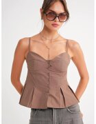 Mixray Maiou dama - guler in forma de inima - nasturi - maro mocha - textil