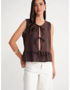 Mixray Maiou volane - nod in fata - maro cafeniu - textil
