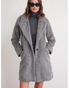 Mixray Palton lung texturat gri - material textil