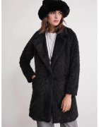 Mixray Palton lung texturat - guler de jacheta - negru - dama