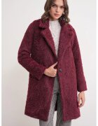 Mixray Palton lung texturat - guler de jacheta - rosu burgund - textil
