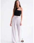 Mixray Pantaloni dama - HiCCUP - tip palazzo - talie inalta - gri - textil
