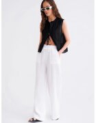 Mixray Pantaloni dama - High Waist Texturati - Alb - Textil