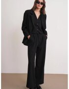 Mixray Pantaloni dama - Palazzo plisati - buzunare - negru - textil