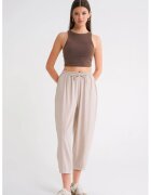 Mixray Pantaloni dama - Salwar Fit cu snur - piatra naturala - textil