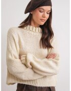 Mixray Pulover dama - guler inalt - tricot - bej natural -