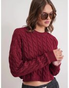 Mixray Pulover dama - Guler rotund - Visiniu - Tricot -