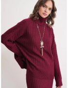 Mixray Pulover dama - oversize - guler inalt - visiniu -