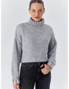 Mixray Pulover dama - scurt - texturat - gri - tricot -