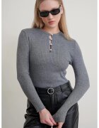 Mixray Pulover dama - slim fit - gri - tricot