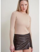 Mixray Pulover dama - Slim Fit - guler rotund - Tan Natural - tricotat